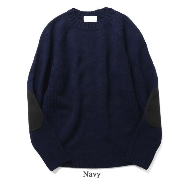 SOGLIA（ソリア） エルボーパッチ クルーネック ニット セーター 