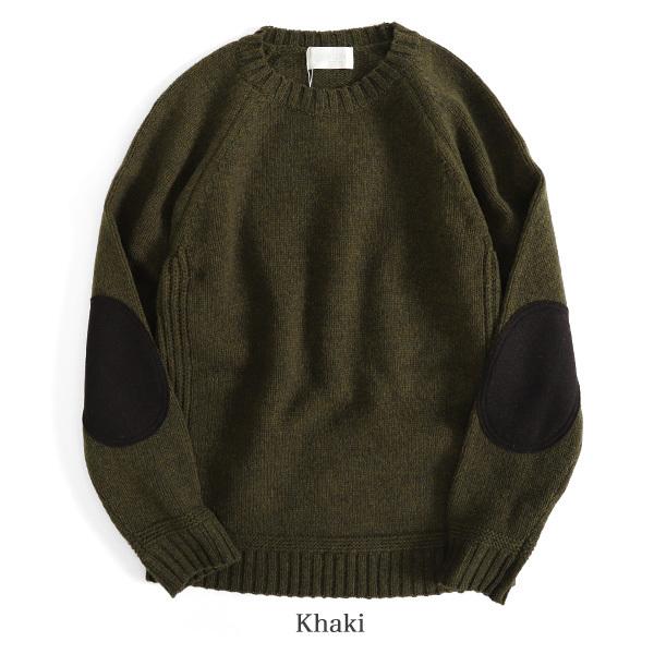 SOGLIA（ソリア） エルボーパッチ クルーネック ニット セーター