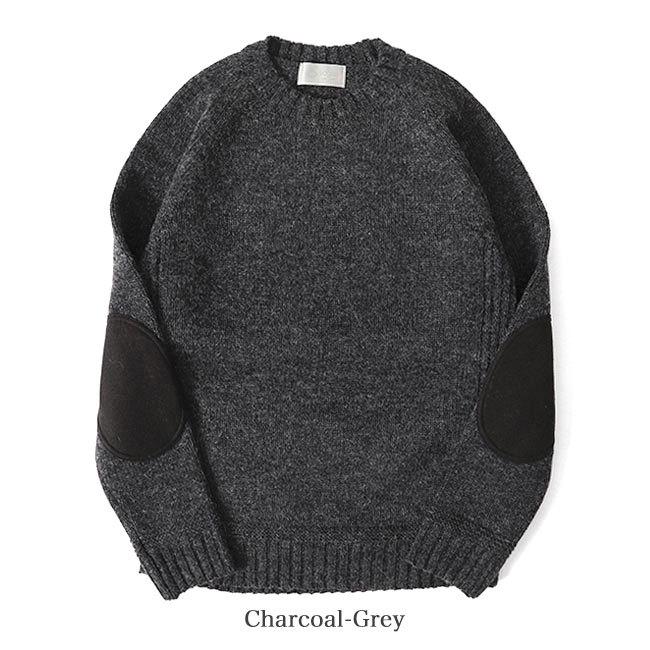 SOGLIA（ソリア） エルボーパッチ クルーネック ニット セーター