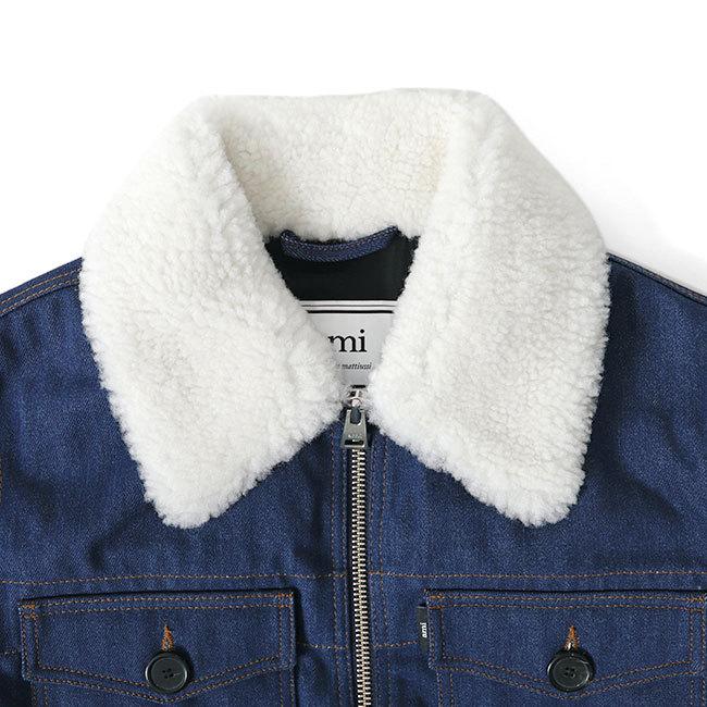 AMI PARIS アミパリス 襟ボア デニムジャケット H18D410.600 G