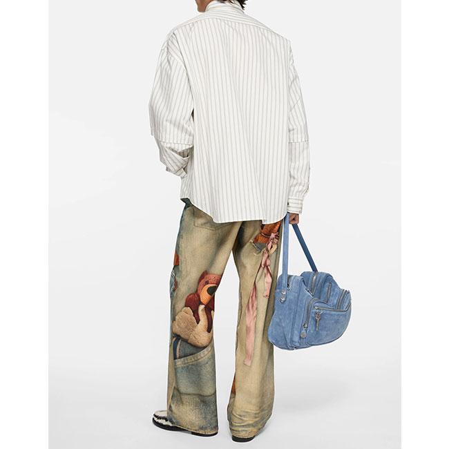 Acne Studios アクネストゥディオズ オーバーサイズ ダブルスリーブ ストライプシャツ FN-MN-SHIR000952 白 長袖シャツ メンズの画像
