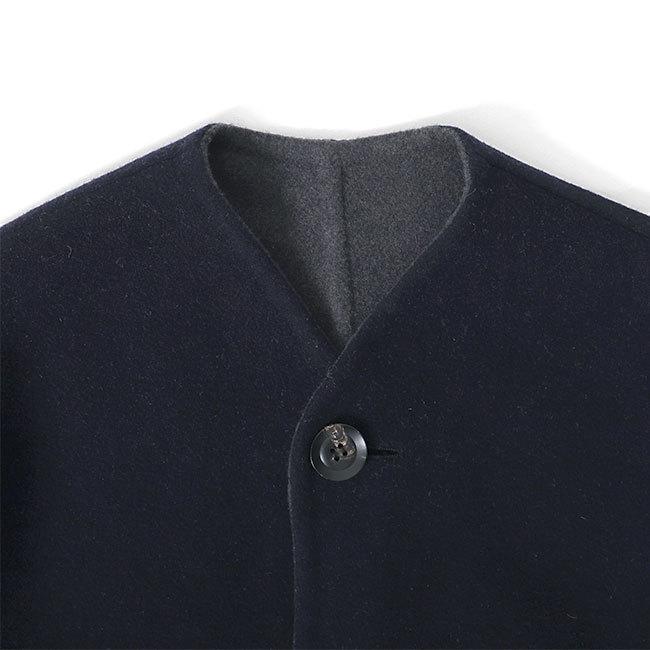 l*y様 【美品】Drawer ブロックチェック リバーシブル ノーカラー ジャ LE GLAZIK ルグラジック チェック柄 リバーシブル ノーカラーコート JL