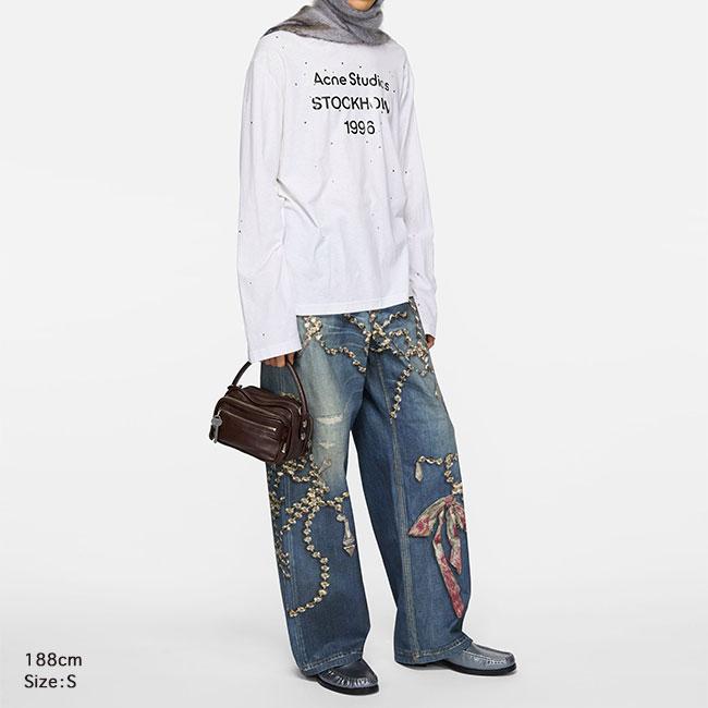Acne Studios アクネストゥディオズ クリスタル リボン トロンプルイユプリント ルーズフィットジーンズ 1981 FN-UX-TROU000052 ジーパン メンズ レディースの画像