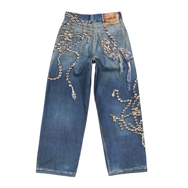 Acne Studios アクネストゥディオズ クリスタル リボン トロンプルイユプリント ルーズフィットジーンズ 1981 FN-UX-TROU000052 ジーパン メンズ レディースの画像