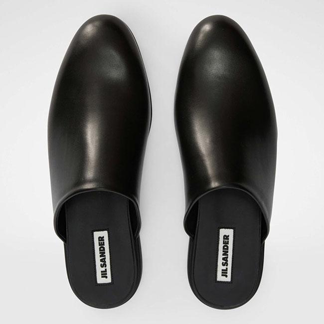 JIL SANDER ジルサンダー SABOT サボ レザースリッパ J33WX0006 P7583 黒 レザーサンダル メンズの画像