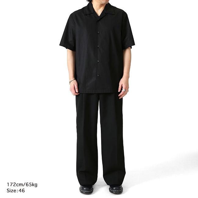 JIL SANDER ジルサンダー コットンポプリン オープンカラーシャツ J22DL0363 J45001 黒 ブラック 半袖シャツ メンズの画像