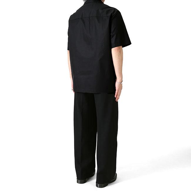 JIL SANDER ジルサンダー コットンポプリン オープンカラーシャツ J22DL0363 J45001 黒 ブラック 半袖シャツ メンズの画像