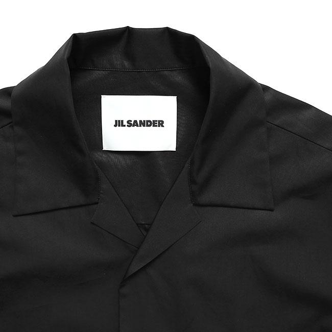 JIL SANDER ジルサンダー コットンポプリン オープンカラーシャツ J22DL0363 J45001 黒 ブラック 半袖シャツ メンズの画像