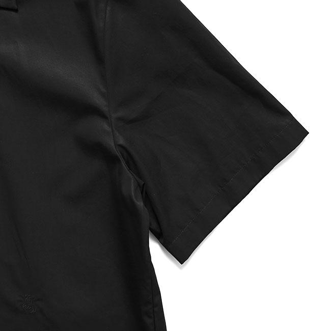 JIL SANDER ジルサンダー コットンポプリン オープンカラーシャツ J22DL0363 J45001 黒 ブラック 半袖シャツ メンズの画像