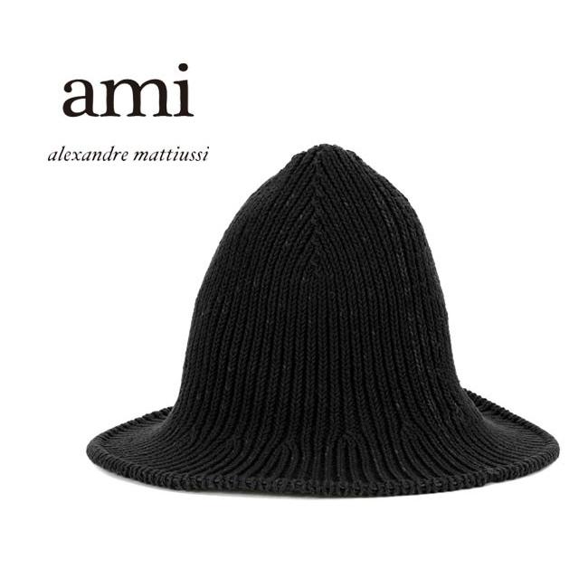 ami paris アミパリス ブラックリブニット帽