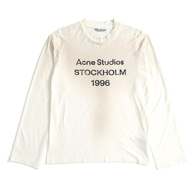 Acne Studios アクネ ストゥディオズ スタンプロゴ ダメージTシャツ FN-UX-TSHI000016 ロンT 白 メンズ レディース