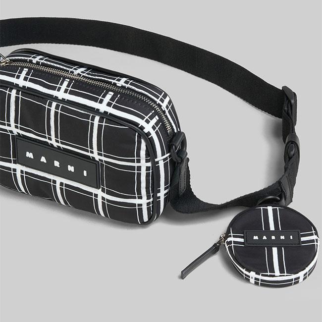 MARNI(マルニ) ショルダーバッグ美品  パフチェックドカメラバッグ SBMP0146U0 P6262 イエロー×黒 ミニバッグ レザー マルニ/ショルダーバッグ/パフチェックドカメラバッグ/イエロー×黒
