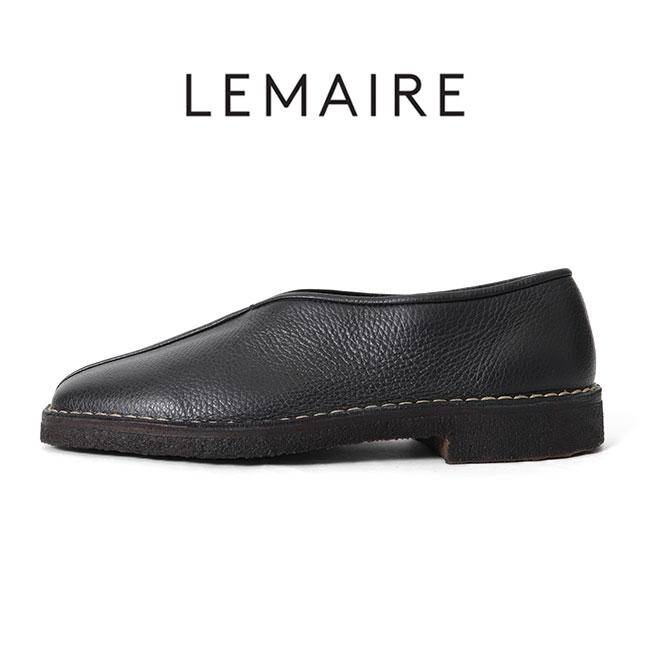 LEMAIRE ルメール PIPED CREPE SLIPPERS スクエアトゥ レザー