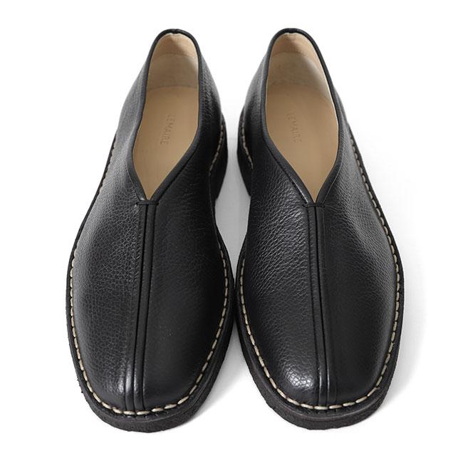 LEMAIRE ルメール PIPED CREPE SLIPPERS スクエアトゥ レザー