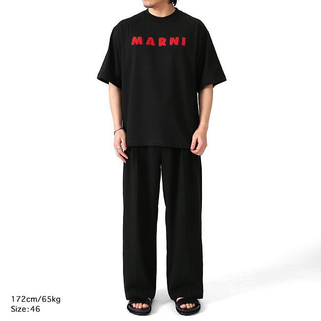 新品 MARNI マルニ モヘアパッチ ロゴTシャツ MARNI マルニ モヘアパッチ ロゴTシャツ HUMU0223S1 UTC406 黒