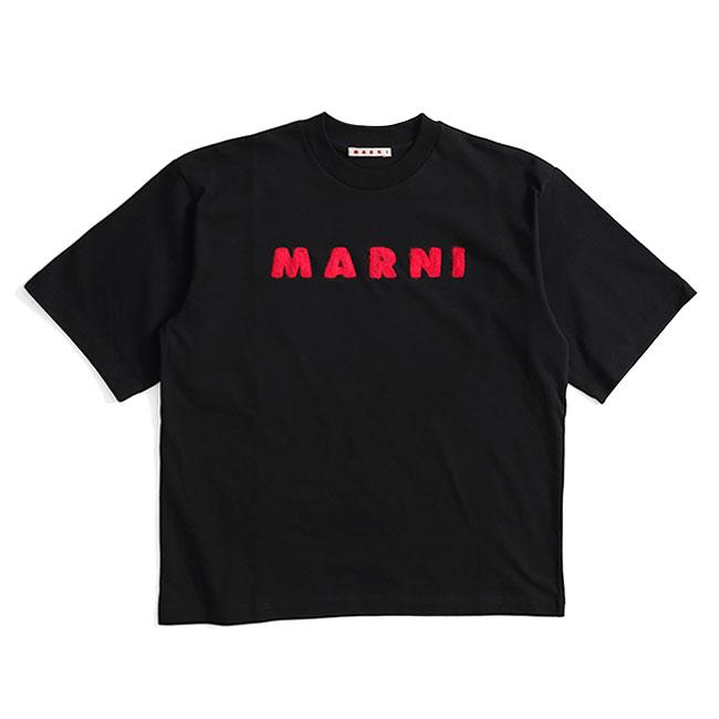 MARNI ロゴ入り ブラック TシャツMサイズ ブラック オーガニックコットンTシャツ、Mini マルニロゴ入り