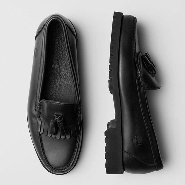 Timberland ティンバーランド オーセンティック レザーローファー A2MSCW02 黒 ブラック タッセル メンズの画像