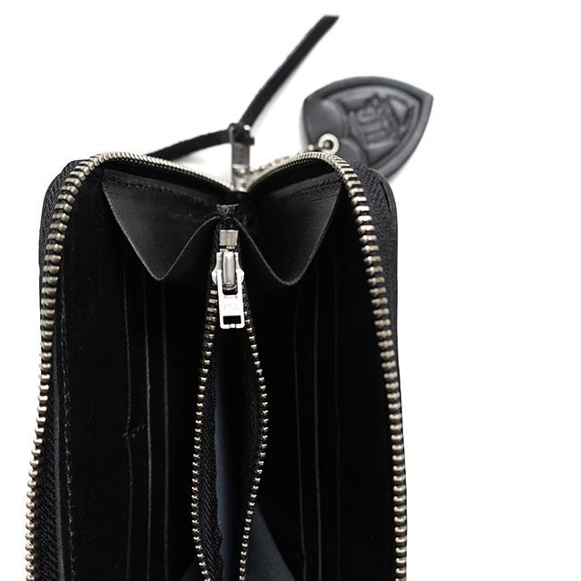 HTC エイチティーシー ZIPPER MEDIUM BORN& ARROW UMBRELLA スタッズ ラウンドファスナー レザー ウォレット 黒 ブラック 財布 ギフト プレゼントの画像