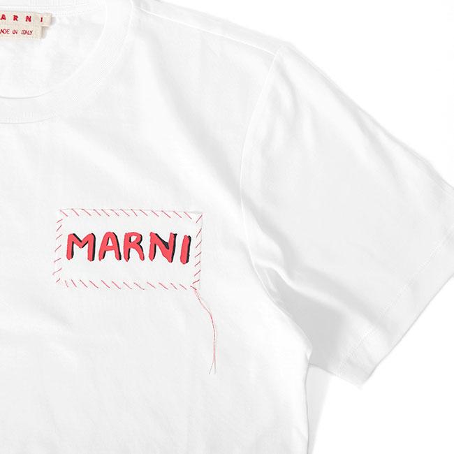 ★MARNI★マルニパッチ コットン Tシャツ 半袖 関送込 MARNI マルニ パッチワーク ロゴTシャツ HUMU0198X0 UTC017 白 半袖T