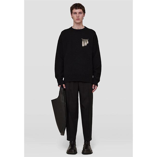 JIL SANDER ジルサンダー ポリエステルギャバジン テーパードパンツ J21KA0012 J70001 スラックス 黒 ブラック メンズの画像