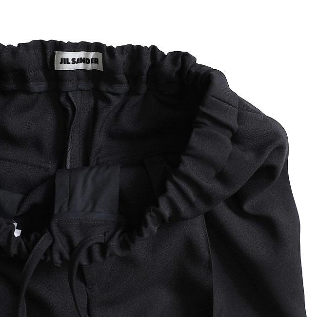 JIL SANDER ジルサンダー ポリエステルギャバジン テーパードパンツ J21KA0012 J70001 スラックス 黒 ブラック メンズの画像