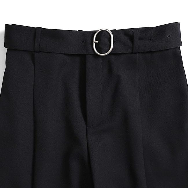 [TIME SALE] JIL SANDER ジルサンダー ウールギャバジン リングベルト付き ワイドパンツ J22KA0272 J40002 スラックス 黒 ブラック メンズの画像