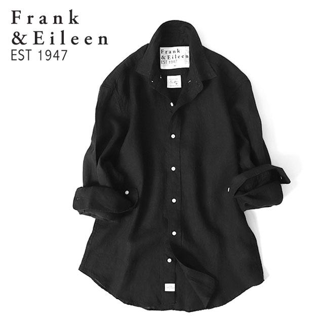 【フランク&アイリーン】長袖シャツ スキッパー リネン100 黒 L相当 Frank&Eileen フランク&アイリーン FINBAR BKLN フィンバー イタリアン
