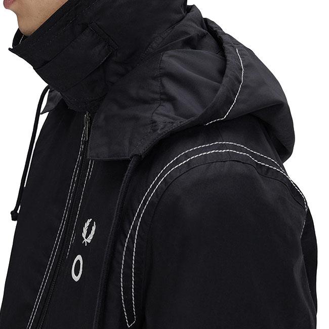 FRED PERRY X CRAIG GREEN フレッドペリー クレイググリーン ワックスコットン フード付き ジャケット SJ2115 黒 ブラック コラボ メンズの画像