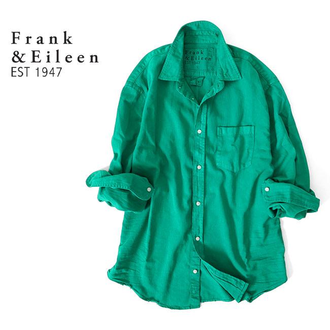 美品 Frank&amp;Eileen コットン シャツ /グリーン 緑 Eileen, Relaxed Button-Up Shirt, Green Stripe | Frank & Eileen
