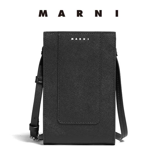 MARNI マルニ サフィアーノレザー ミニロゴショルダー スマホポーチ MARNI マルニ サフィアーノレザー ミニロゴ ショルダー