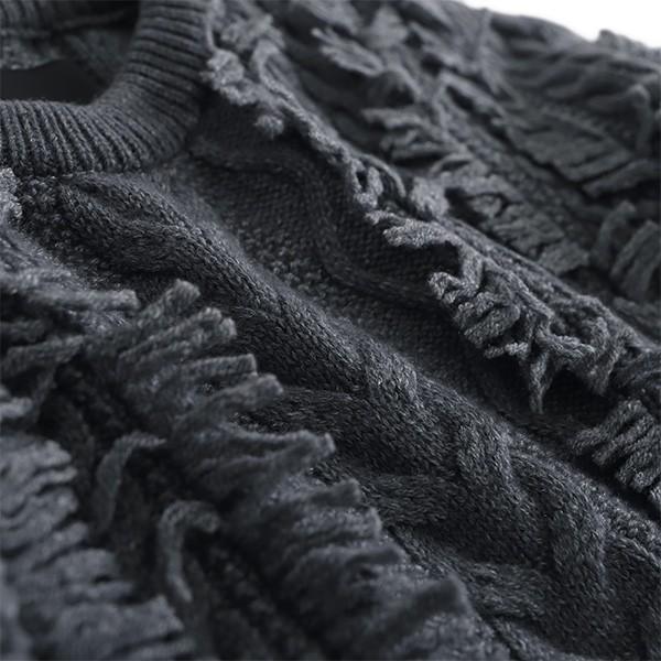 COS／フリンジ パネル ウール セーターニット グレー 編み込み gossip