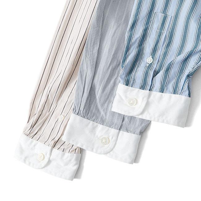 GYMPHLEX ジムフレックス ストライプ バンドカラー シャツワンピース J