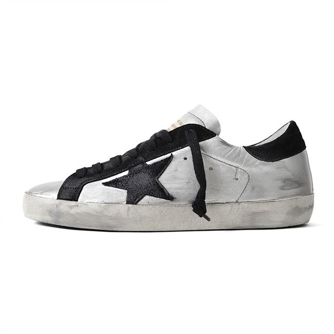 Golden Goose ゴールデングース スーパースター シルバーメタリック レザースニーカー GMF00101.F000312.60246 シューズ メンズの画像