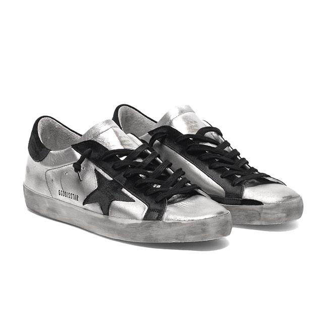 Golden Goose ゴールデングース スーパースター シルバーメタリック レザースニーカー GMF00101.F000312.60246 シューズ メンズの画像