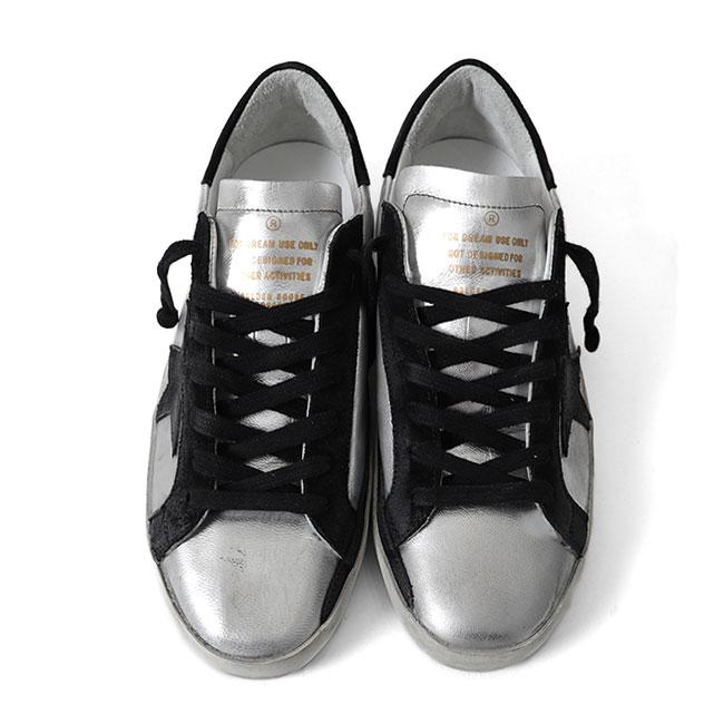 Golden Goose ゴールデングース スーパースター シルバーメタリック レザースニーカー GMF00101.F000312.60246 シューズ メンズの画像