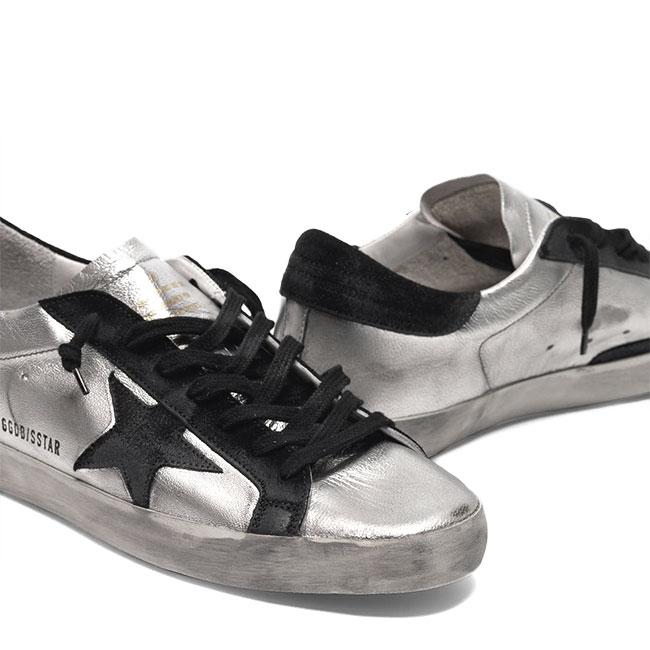 Golden Goose ゴールデングース スーパースター シルバーメタリック レザースニーカー GMF00101.F000312.60246 シューズ メンズの画像