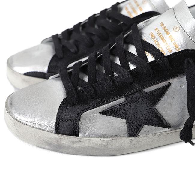 Golden Goose ゴールデングース スーパースター シルバーメタリック レザースニーカー GMF00101.F000312.60246 シューズ メンズの画像