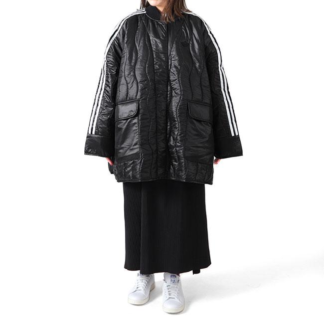 アディダスオリジナルス　キルティングコート　ロング　レディース　L アディダス adidas アディダスオリジナルス 3ライン オーバーサイズ キルト