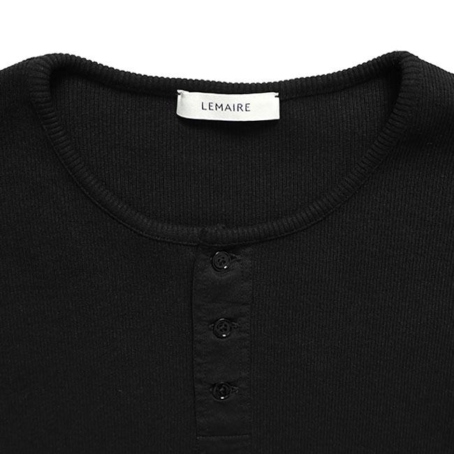 LEMAIRE ルメール コットンリネン ヘンリーネックリブTシャツ TS0007