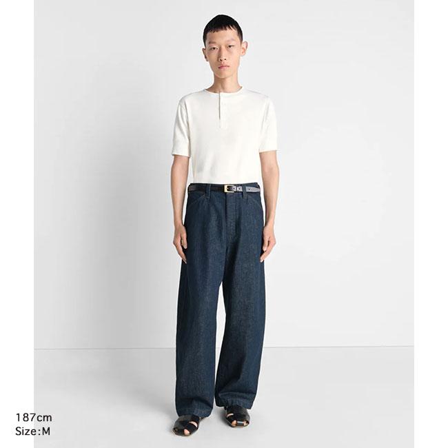 LEMAIRE ルメール コットンリネン ヘンリーネックリブTシャツ TS0007