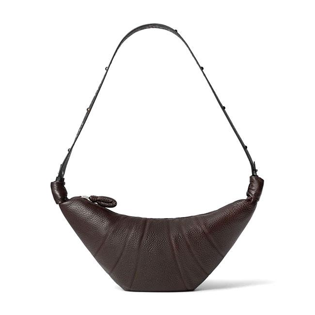 LEMAIRE クロワッサンバッグ レザー チョコレートブラウン SMALL CROISSANT BAG IN COATED COTTON - Chocolate Fondant - Coated