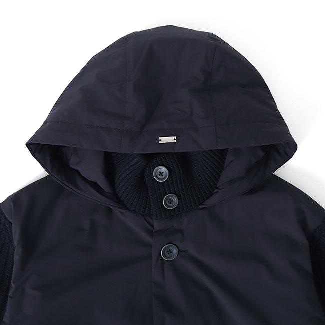 SALE] HERNO ヘルノ リゾート ナイロンコンビ フード付き ニット