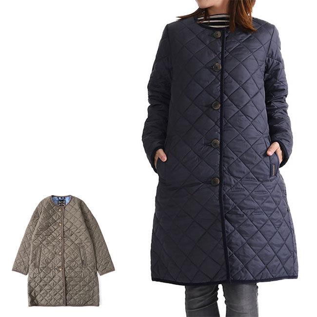 【LAVENHAM】ラベンハム コットン100% ノーカラーコート インディゴ LAVENHAM ラベンハム キルティング ノーカラーコート ラウンド