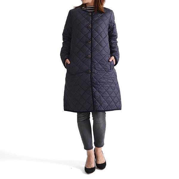 【LAVENHAM】ラベンハム コットン100% ノーカラーコート インディゴ LAVENHAM ラベンハム キルティング ノーカラーコート ラウンド