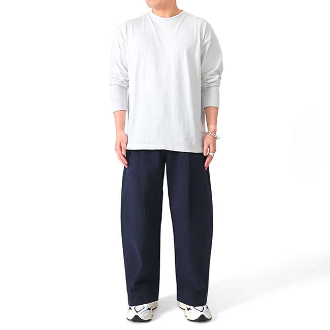 スタジオニコルソン　2タック　ワイドパンツ　ピーチコットンツイル　チノ STUDIO NICHOLSON/スタジオ ニコルソン｜メンズワイドパンツの