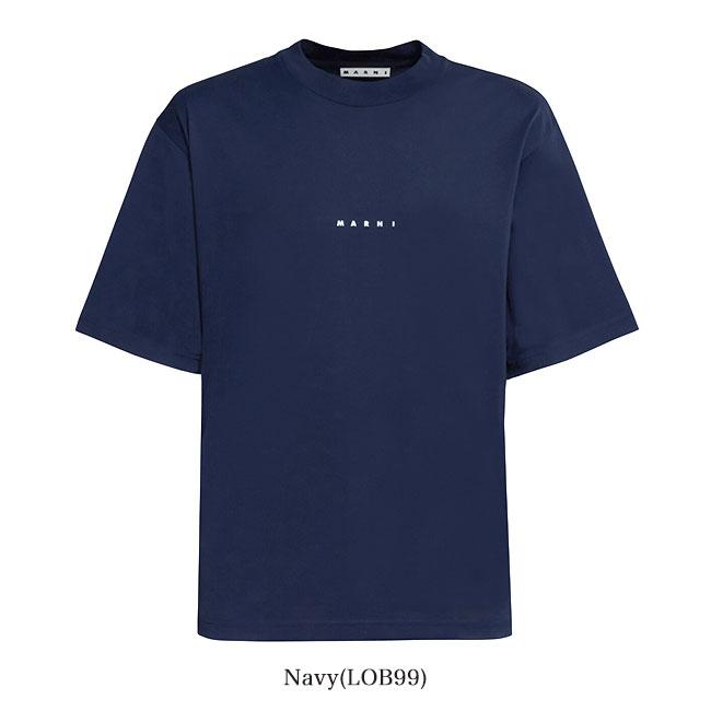 【即日発送】MARNI マルニ ネイビー S ミニロゴTシャツ 大人も着用可能★ MARNI マルニ ミニロゴTシャツ HUMU0223P1 USCS87 半袖Tシャツ メンズ