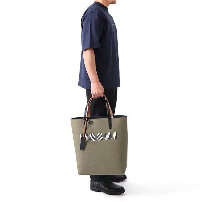 MARNI マルニ バイカラー セルロース レザー ストライプロゴ トート