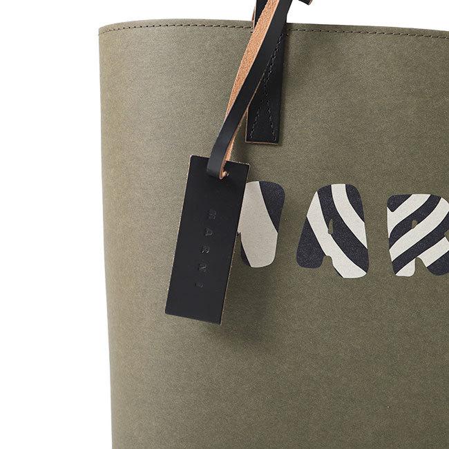 MARNI マルニ バイカラー セルロース レザー ストライプロゴ トート