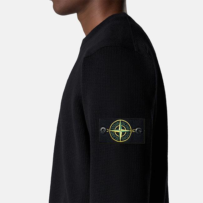 STONE ISLAND ストーンアイランド マイクロステッチ オーガニックコットンセーター 5100023 黒 ブラック メンズの画像