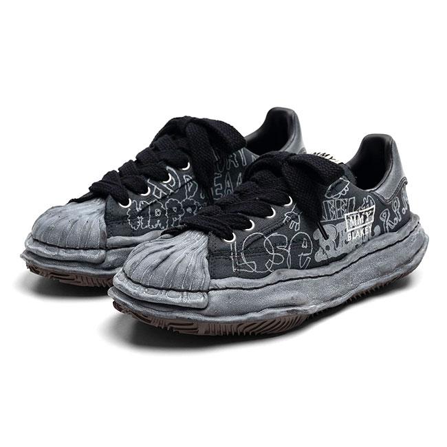 Maison MIHARA YASUHIRO メゾンミハラヤスヒロ BLAKEY ブレイキー グラフィティプリント キャンバススニーカー A16FW730 黒 シューズ メンズ レディースの画像